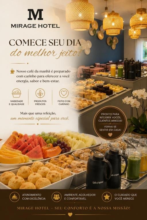 Buffet breakfast served at Hotel Mirage in Alta Floresta